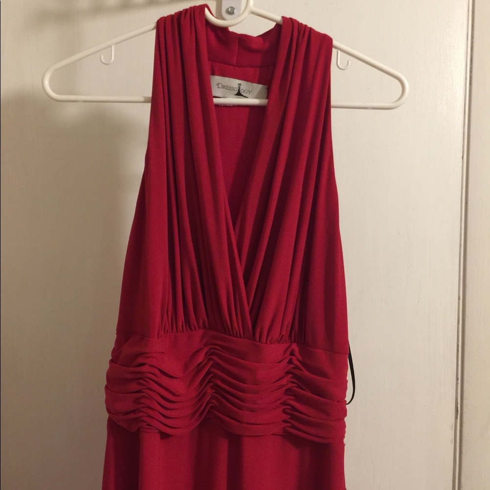 Floor length red dress